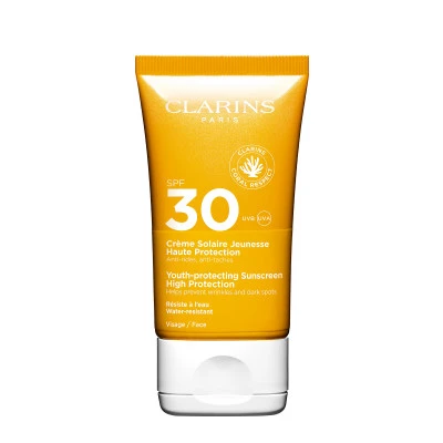 Clarins Crème Solaire Jeunesse Haute Protection Visage SPF30 Crème Solaire Anti-rides, Anti-taches 1 Clarins Crème Solaire Jeunesse Haute Protection Visage SPF30 Crème Solaire Anti-rides, Anti-taches